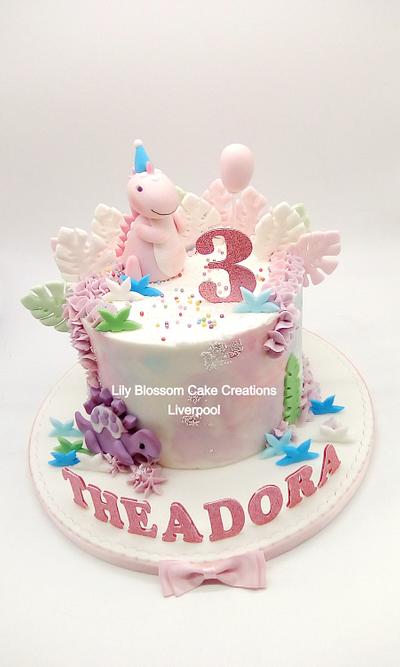 Baby Dinosaur 3rd Birthday Cake - Cake by Lily Blossom Cake Creations