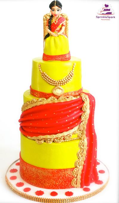 Half Saree Ceremony Cake  - Cake by SprinkleSpark