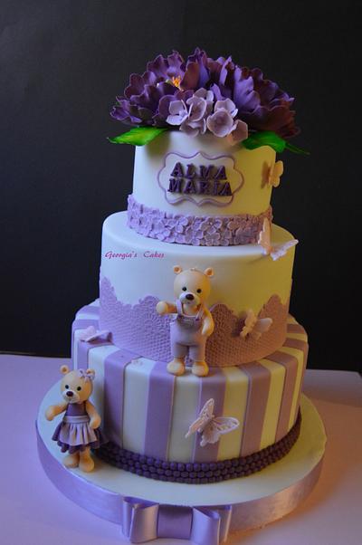 Christening cake with peonies - Cake by Georgia´s Cakes 