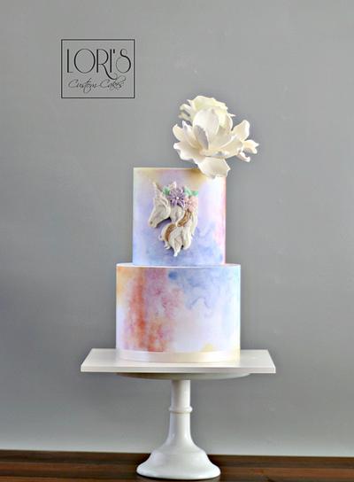 Watercolor unicorn cake  - Cake by Lori Mahoney (Lori's Custom Cakes) 