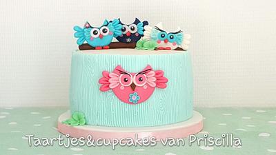 Babyshower owl cake  - Cake by prissies