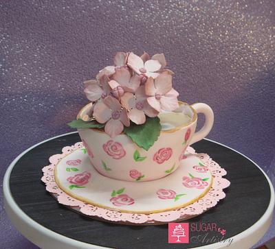A Cup of Tea with flowers - Cake by D Sugar Artistry - cake art with Shabana