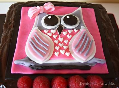Owl Cake  - Cake by DeniseRayArtworks