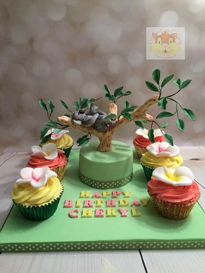 Koala & frangipani flowers - Cake by Elaine - Ginger Cat Cakery 