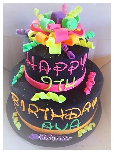 2 tiered neon cake - Cake by Laura mcgill aka lollys cakes 