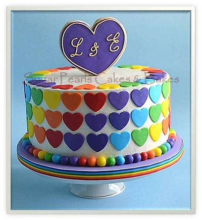 Rainbow Hearts Cake - Cake by SugarPearls