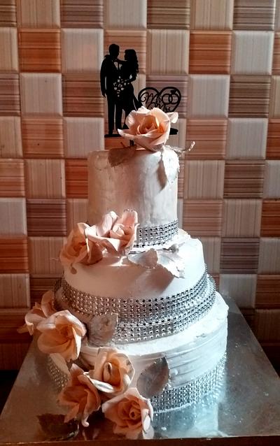 Peach and pearl wedding - Cake by SDUT