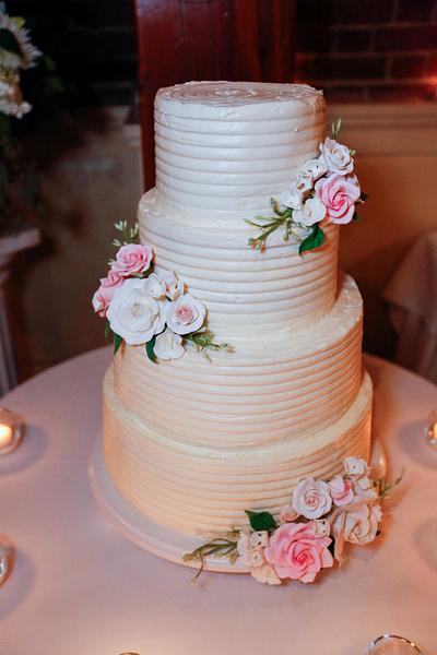 Buttercream Wedding Cake with Sugar Flowers - Cake by Denise Makes Cakes