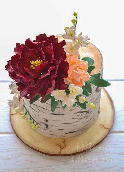 Birch Tree & Flowers - Cake by MilenaChanova