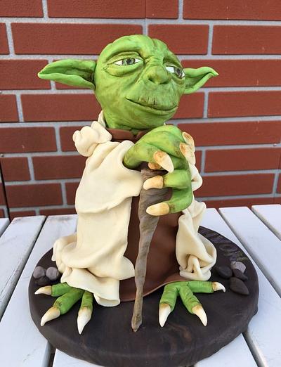 Yoda Birthday Fondant 3D cake  - Cake by Agnes Linsen