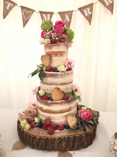 Semi-naked Wedding Cake - Cake by Claire Lawrence