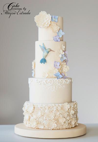 Hummingbird & Flowers Wedding Cake - Cake by Cake Creations by ME - Mayra Estrada