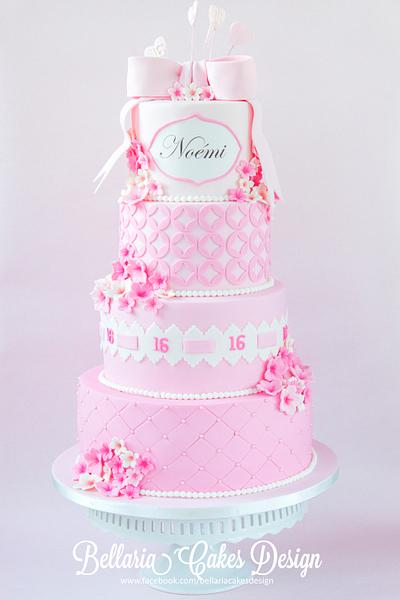 Pink sweet sixteen birthday cake - Cake by Bellaria Cake Design 