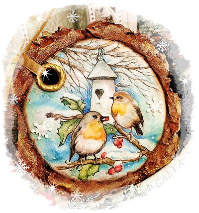 Christmas cookies/STUMP with birds - Cake by Galya's Art 