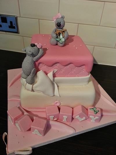 Cute teddied christening cake - Cake by GazsCakery