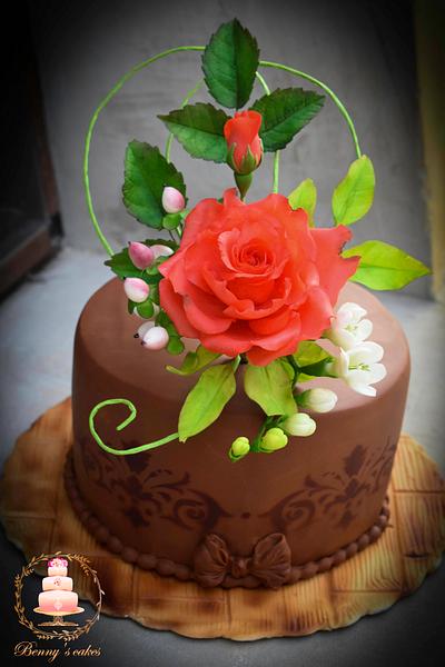 Chocolate and red rose for the loved woman - Cake by Benny's cakes