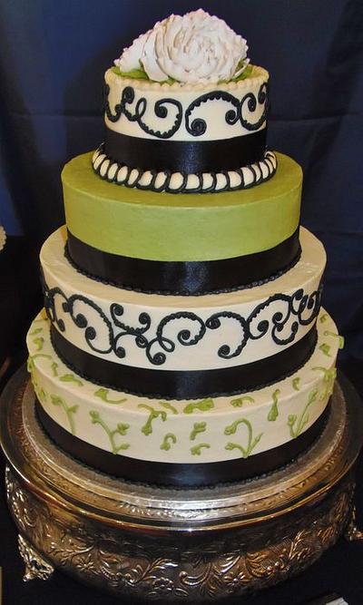 Green & black wedding cake - Cake by Nancys Fancys Cakes & Catering (Nancy Goolsby)
