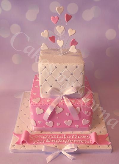Two tier Square Engagement Cake - Cake by Cakes by Lorna