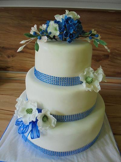 Wedding cake in blue - Cake by malinkajana