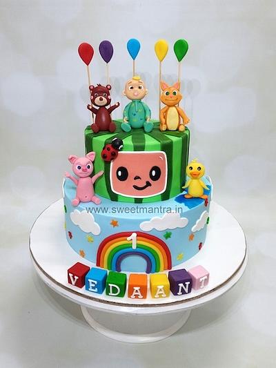 Cocomelon theme 2 tier cake for 1st birthday - Cake by Sweet Mantra - Custom/Theme cake studio