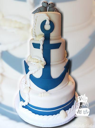 Nautical Bridal Shower - Cake by FaithfullyCakes