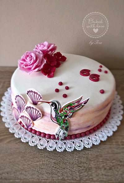 Zentangle Humming Bird - Cake by daphnia