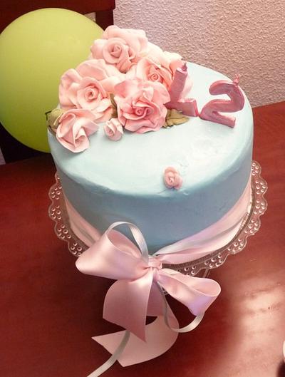 Pink roses y Tiffany bday - Cake by María