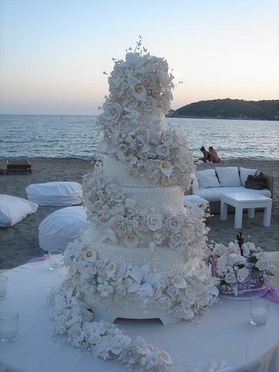 TRUE SWEET ROMANCE.... Wedding Cake on The Greek Coast ! - Cake by Cakeladygreece