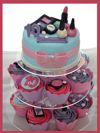Little girls makeup cupcake tower - Cake by Lydia