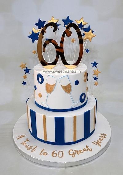 60th birthday 2 tier cake - Cake by Sweet Mantra Customized cake studio Pune