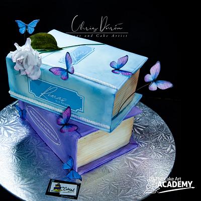 Books and Butterflies - Cake by Chris Durón from thecakeart.academy