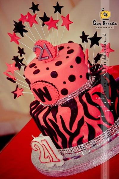 red and black zebra print cake - Cake by fusion cakes srilanka