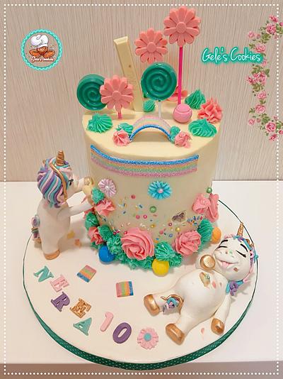 Fat unicorns rainbow cake - Cake by Gele's Cookies