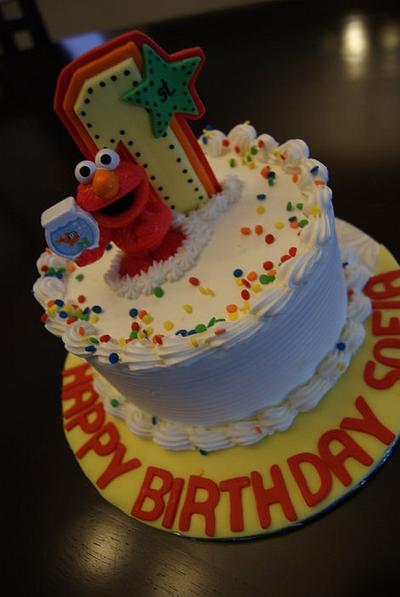 Rainbow 1st Birthday Cake with Elmo Mini Cake - Cake by Angela