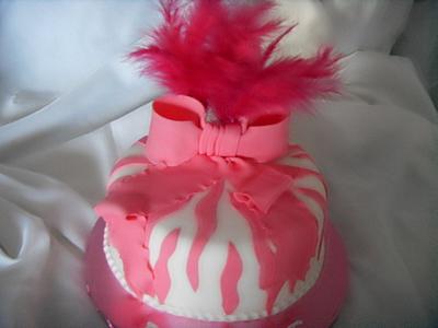 Pink & White Zebra Stripe - Cake by Christine