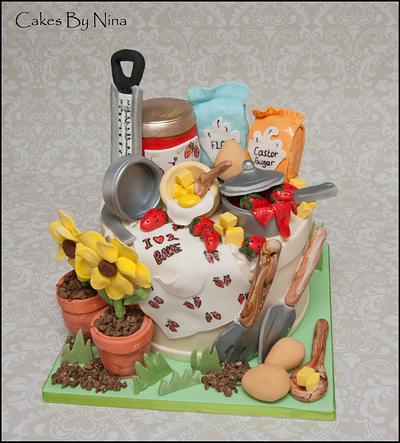 Lady Loves to Bake and Garden - Cake by Cakes by Nina Camberley