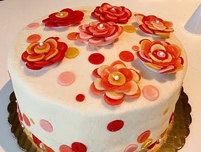 Flowers and Dots - Cake by Dawn