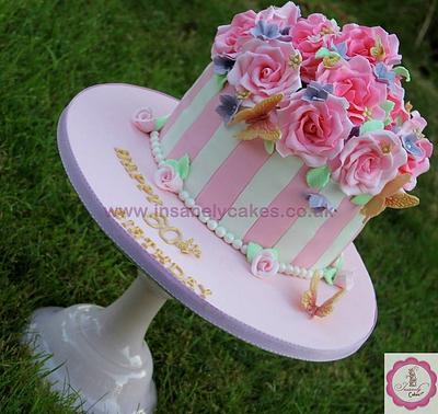Sweet Pink Floral Celebration Cake - Cake by InsanelyCakes