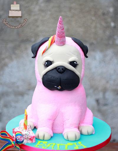 Unicorn pug dog cake :) - Cake by Sylwia