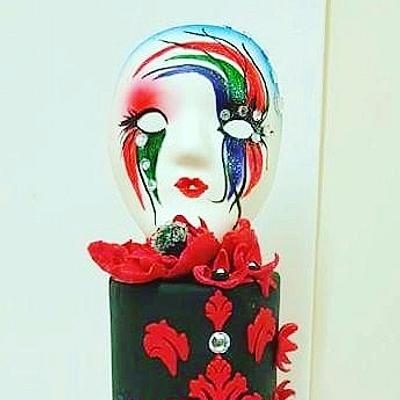 Black & Red Mardi Gras - Cake by Wendy Lynne Begy