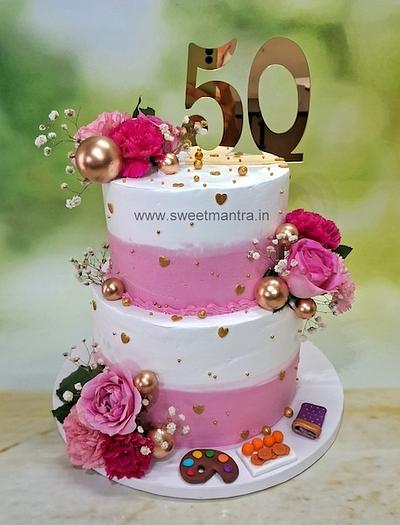 2 Tier 50th Anniversary cake - Cake by Sweet Mantra Homemade Customized Cakes Pune