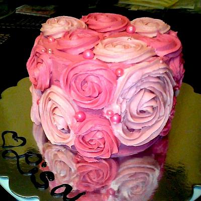 Pink Roses Bouquet in Buttercream - Cake by Sharon A./Not Your Average Cupcake