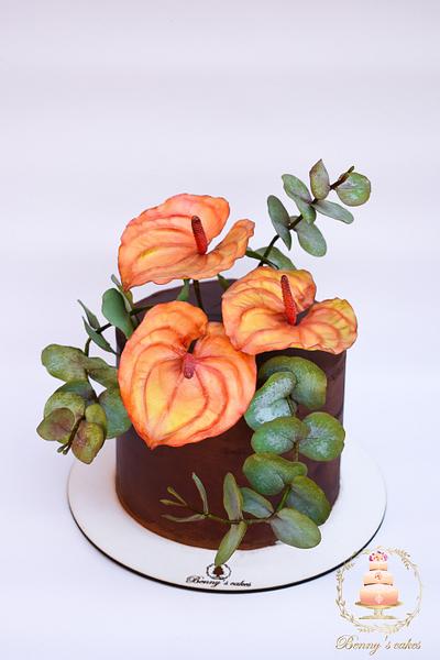 Chocolate and sugar flowers-always a good combination - Cake by Benny's cakes