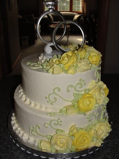 Yellow butter cream roses Bridal shower - Cake by pastrychefjodi