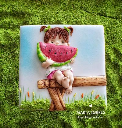Watermelon girl.... Learning social distance - Cake by The Cookie Lab  by Marta Torres