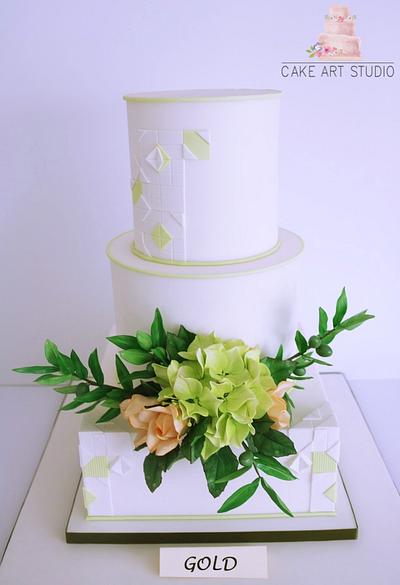 Wedding cake with green note  - Cake by Cake Art Studio 