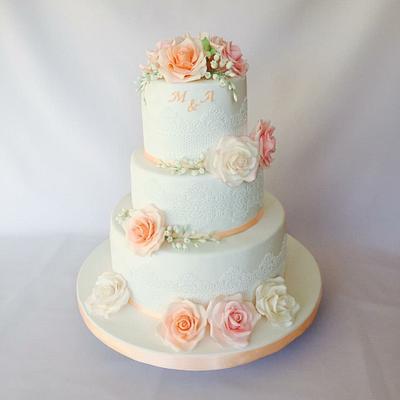 Pastel roses wedding cake - Cake by Layla A