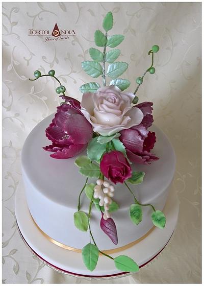 60th  birthday & flower bouquet - Cake by Tortolandia