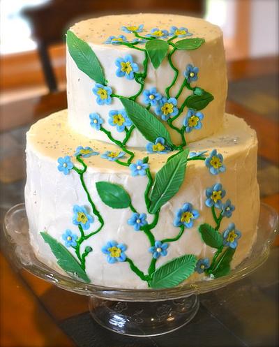 Red Velvet Cheesecake Forget-Me-Not Cake - Cake by CrystalMemories