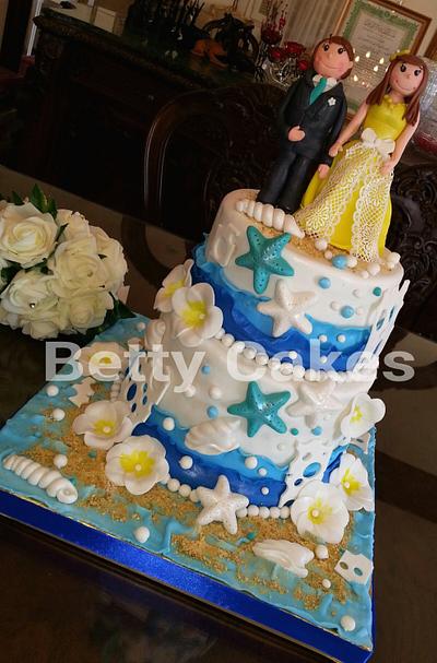 sea theme engagement cake - Cake by BettyCakesEbthal 